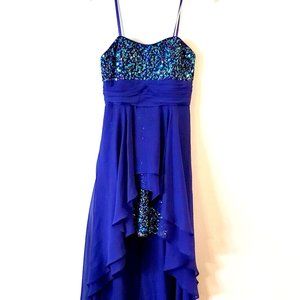 Hailey Logan By Adrianna Papell High-Low Sequin 3/4 Dress Blue / Purple Formal